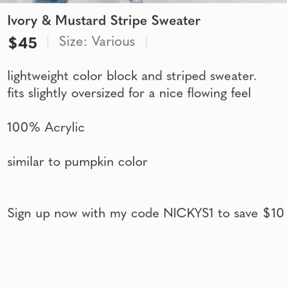 Xfer Ivory & Mustard Stripe Sweater - Picture 4 of 7
